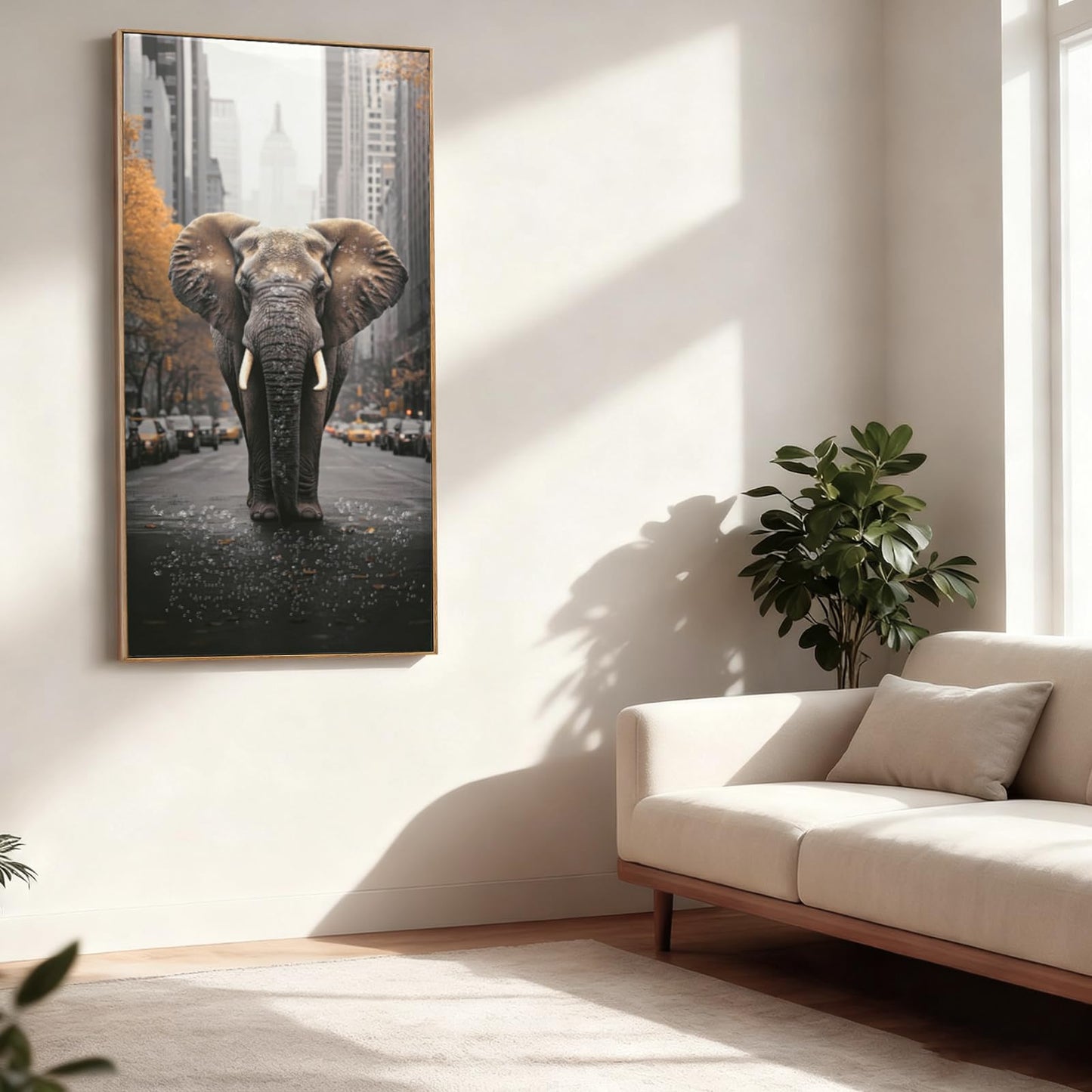 DRLWGTY Abstract Elephant Wall Art,Large Wildlife Paintings Decor with Handmade Crystal Details,Unique Animal Artwork for Living Room Bedroom Office,Ready to hang
