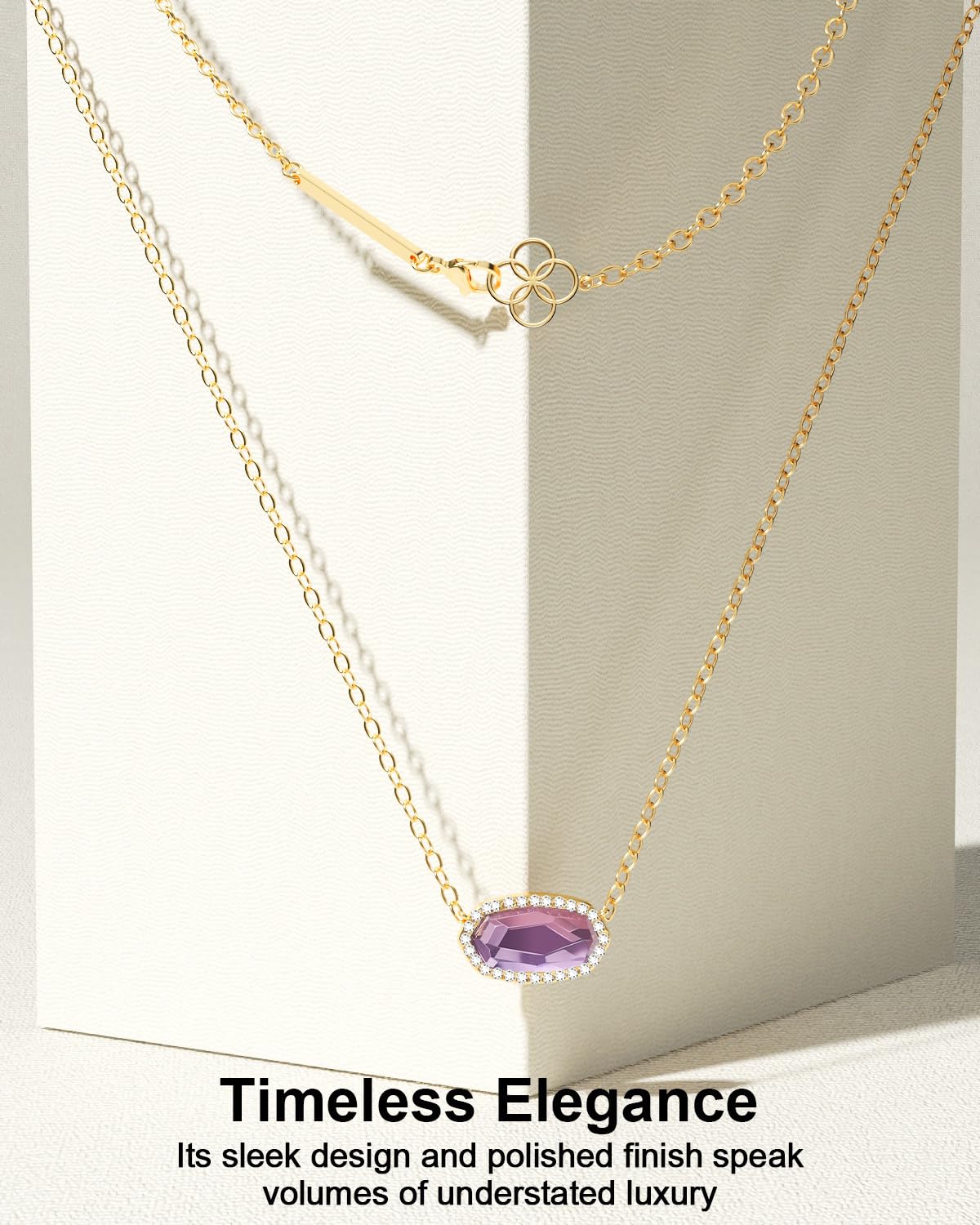 AICase 18K Gold Plated Pendant Necklace for Women,Diamond Rhinestone Dainty Fashion Jewelry,Anniversary Wedding Birthday Gifts for Women/MoM/Sister/Friends/Her/Wife/Grandma/Coworker_Pink