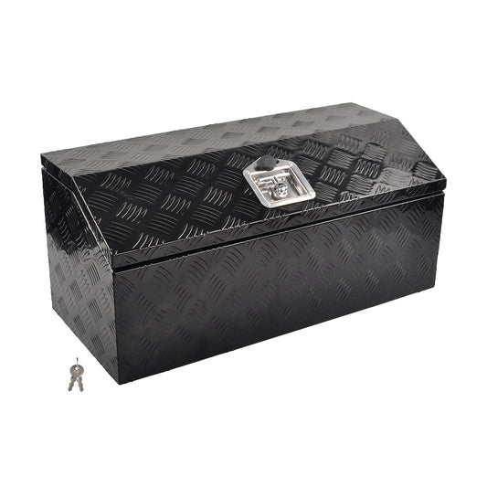 TBAPFS 30 Inch Aluminum Trailer Tongue Tool Box 5 Bar Tread Wide Utility ToolBox for Pick Up Truck RV Storage Organizer Tool Box with Lock and Keys - 30"X13.2"X13.5" Black