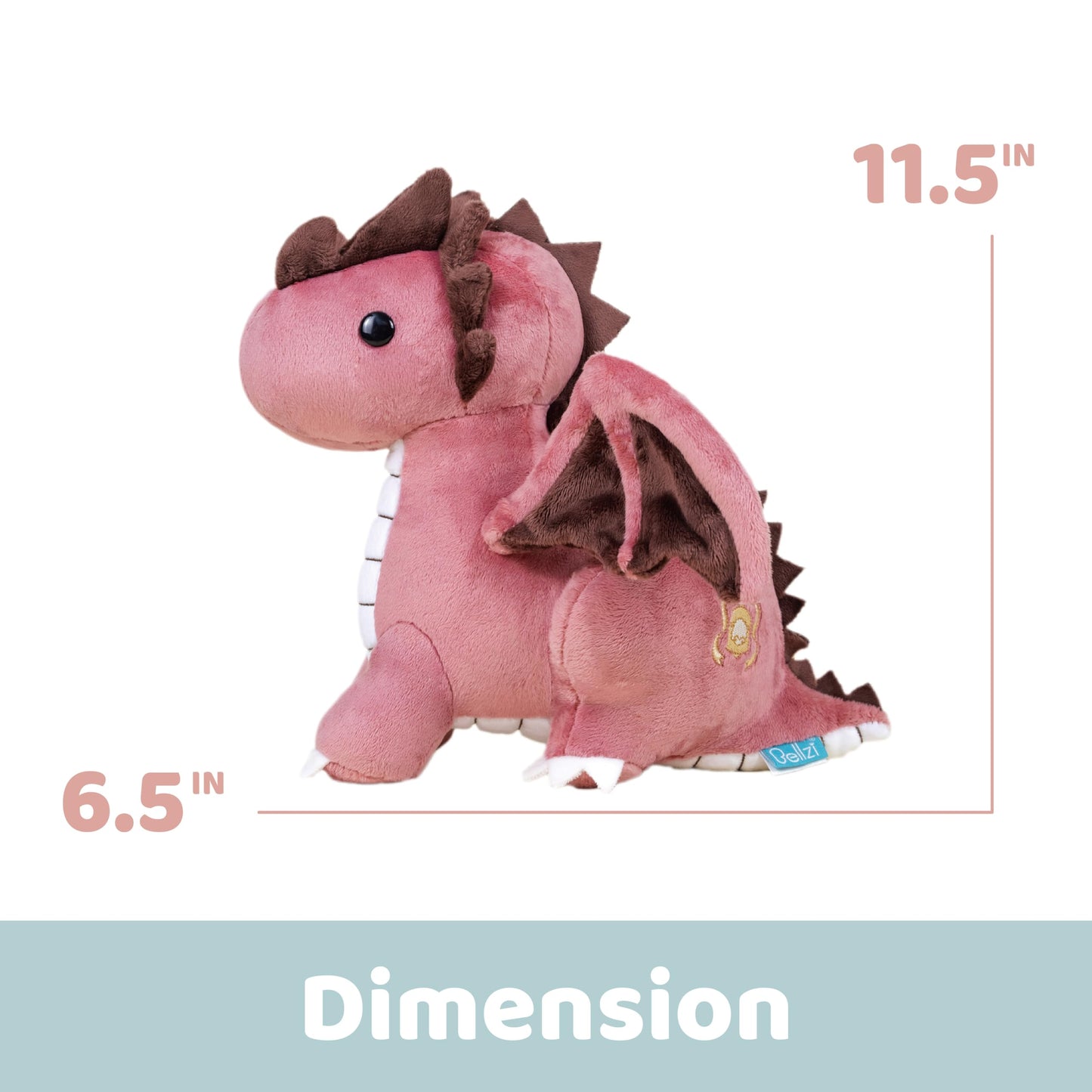Bellzi Fire Dragon - 11.5" Cute Stuffed Animal Plush Toy - Adorable Soft Dragon Toy Plushies and Gifts - Perfect Present for Kids, Babies, Toddlers - Draggi