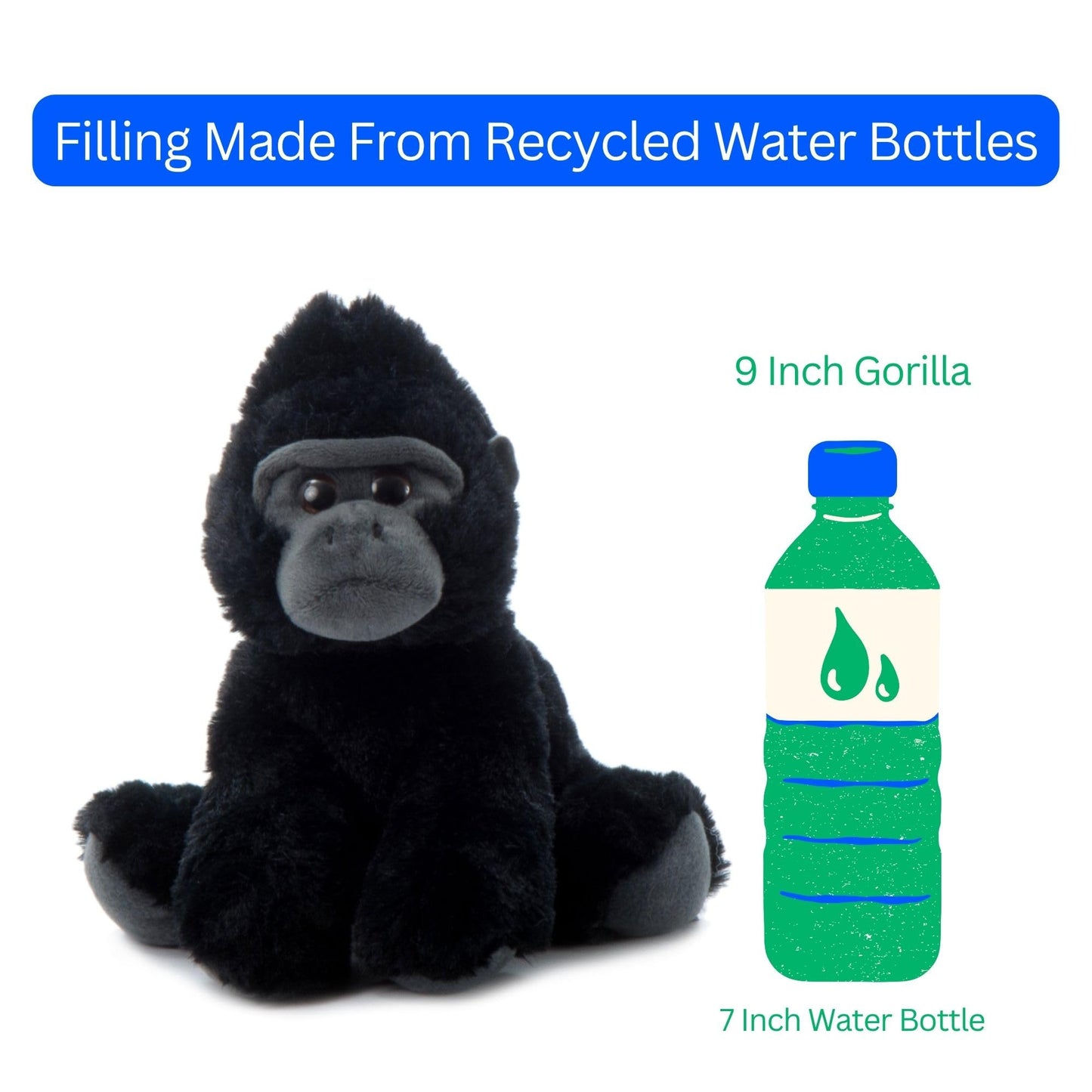 The Petting Zoo Gorilla Stuffed Animal, Gifts for Kids, Wild Onez Zoo Animals, Gorilla Plush Toy 9 inches