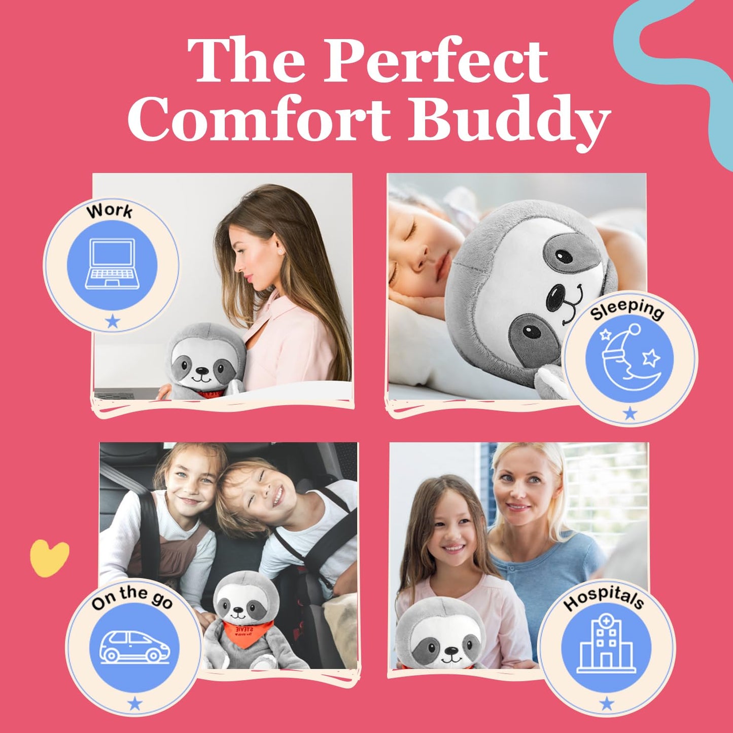 Lilly's Love Weighted Stuffed Animals for Adults & Kids — 5lb Calming Sloth Plush for Anxiety, ADHD & Sensory | Machine Washable Weighted Stuffed Animal w/Removable Insert | Stevie The Sloth