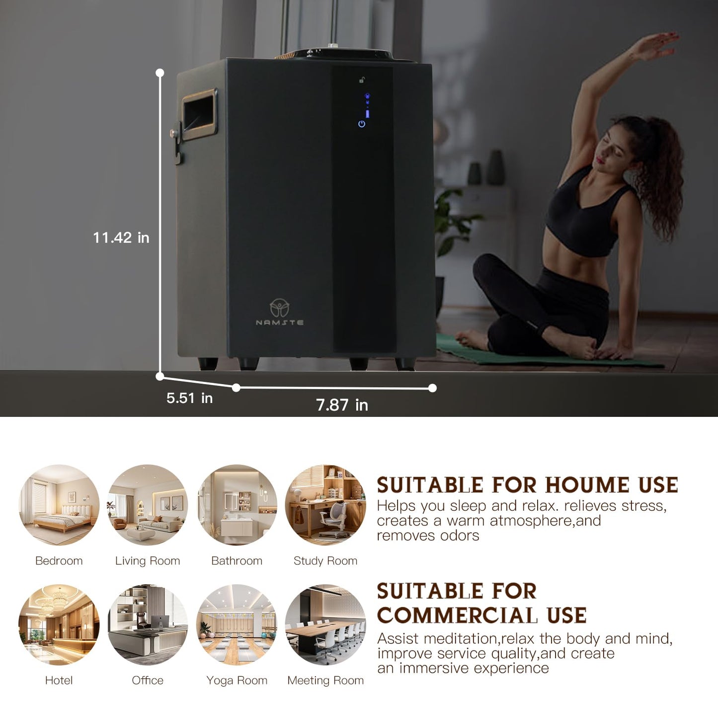 Namste Waterless Essential Oil Diffuser 4000 Sq. Ft, HVAC Scent Diffuser - 800ML Metal Aroma Diffusers with APP & Touch Control, Aromatherapy Machine Ideal Gift for Home Hotel Office Large Room