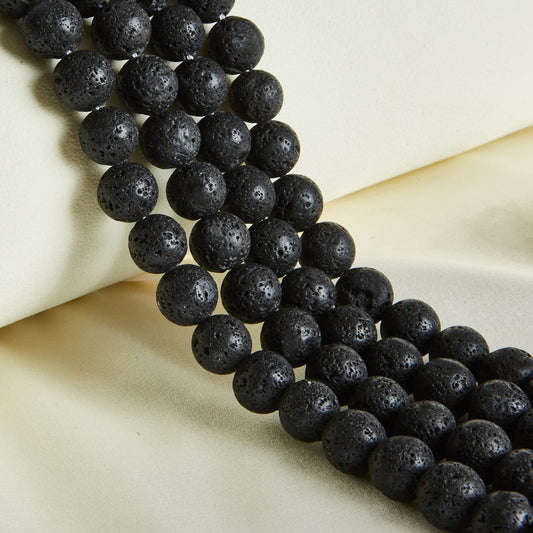 35pcs 10mm Natural Black Lava Beads Gemstone Beads Round Loose Beads for Jewelry Making