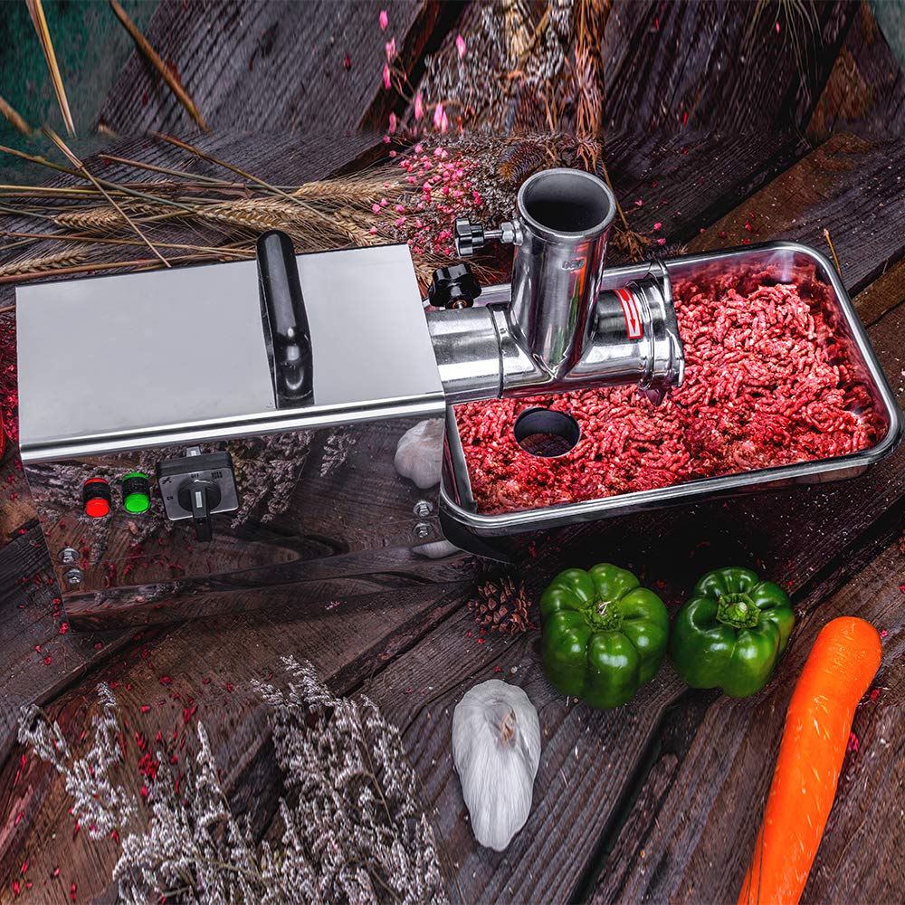 Zica #22 1.5HP Electric Stainless Steel Commercial Grade Meat Grinder & Sausage Stuffer 1100 Watts 485 LBS Per/Hr