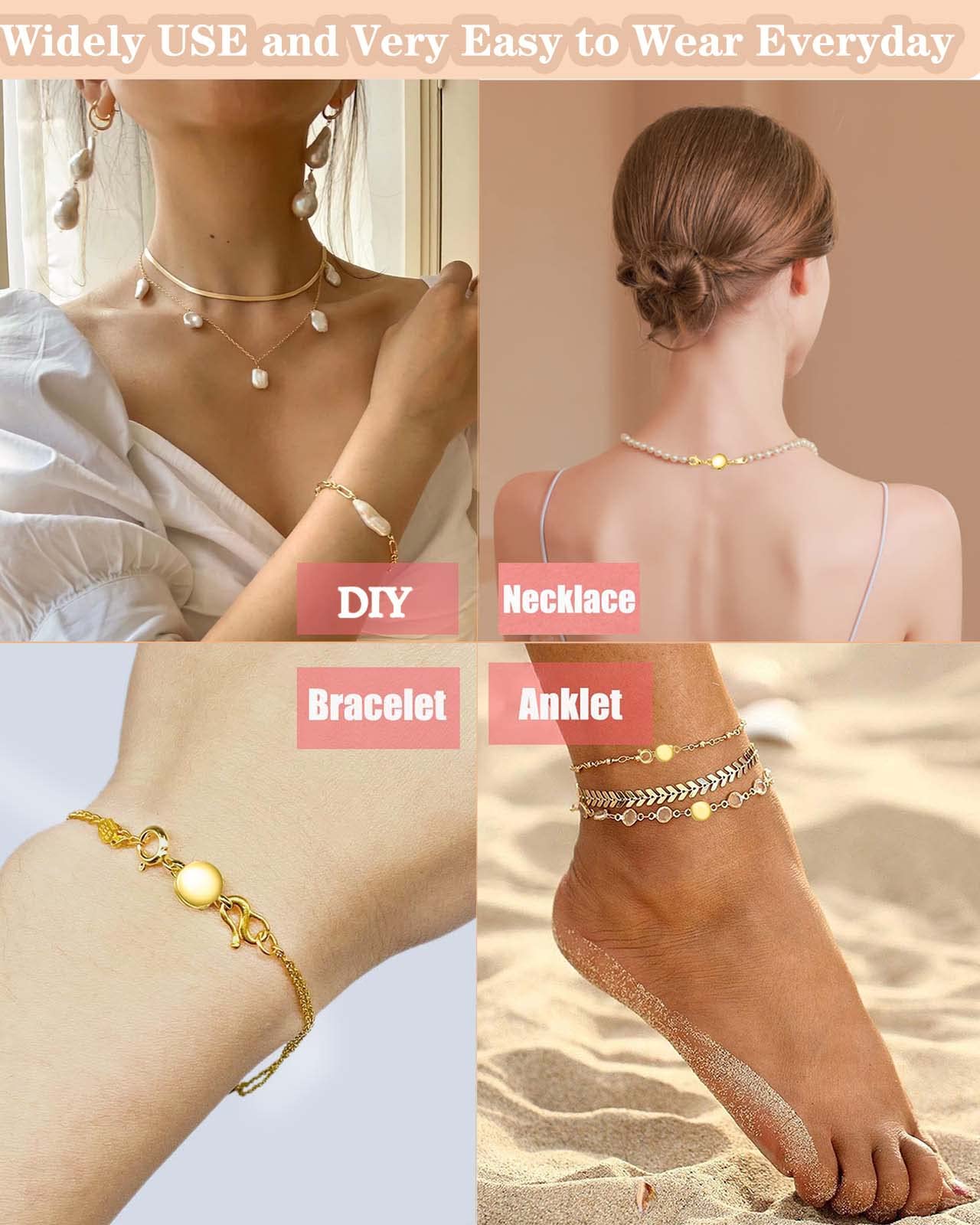Dailyacc Necklace Clasps and Closures - Round Bracelet Extender Clasps for Jewelry Making