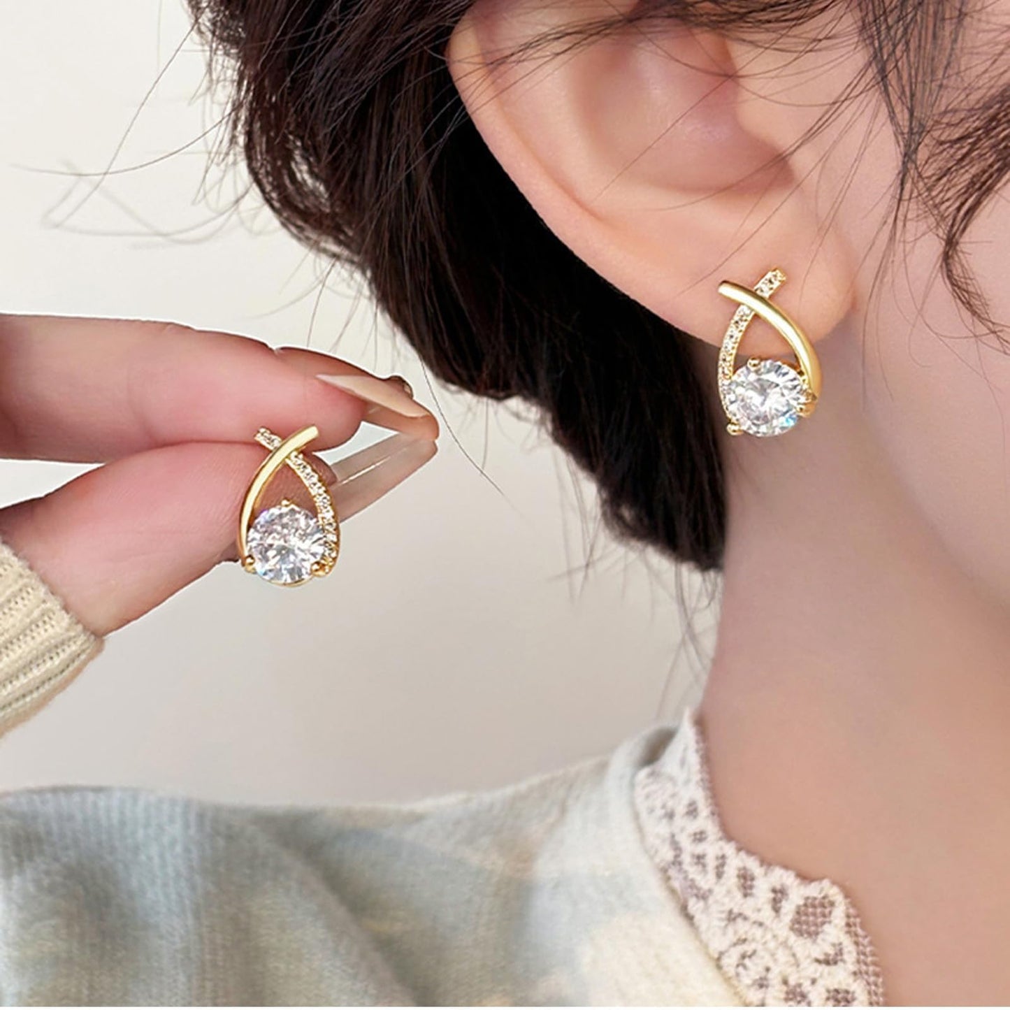 Lymphatic Earrings for Women Silver Zircon Hoop Huggie Earrings Dainty Fashion Jewelry Gifts