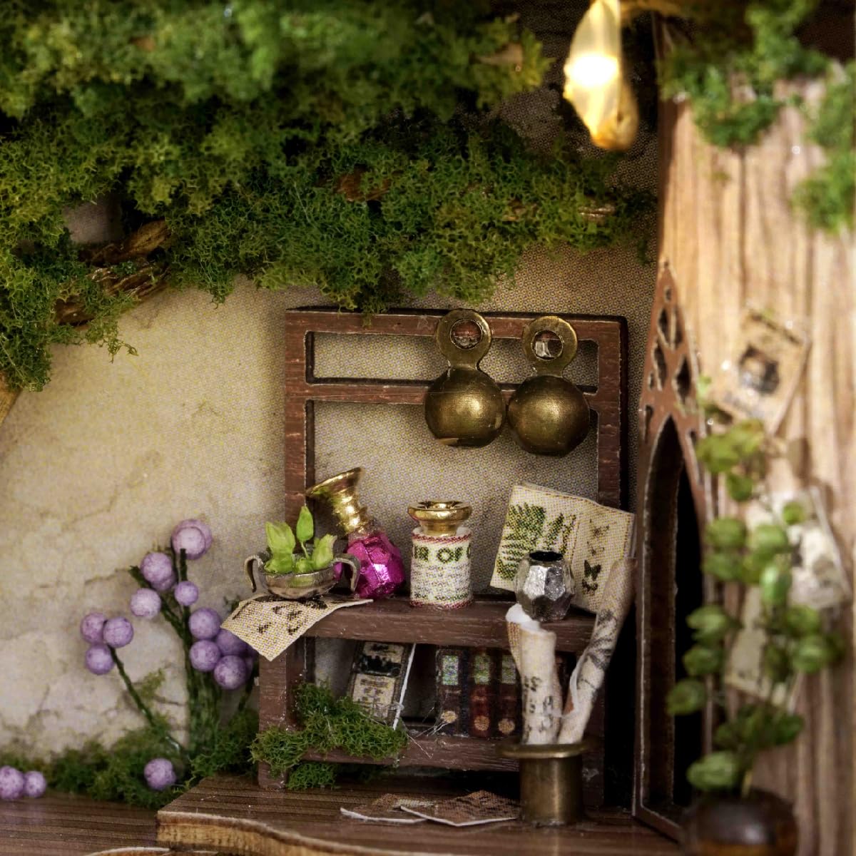ESTUSR DIY Miniature Dollhouse Kits - Wooden Mini Model House with LED Lights, Tiny Furniture & Accessories – Craft Building Kits for Teens & Adults (Forest Wonderland) – Birthday Valentine's Gift