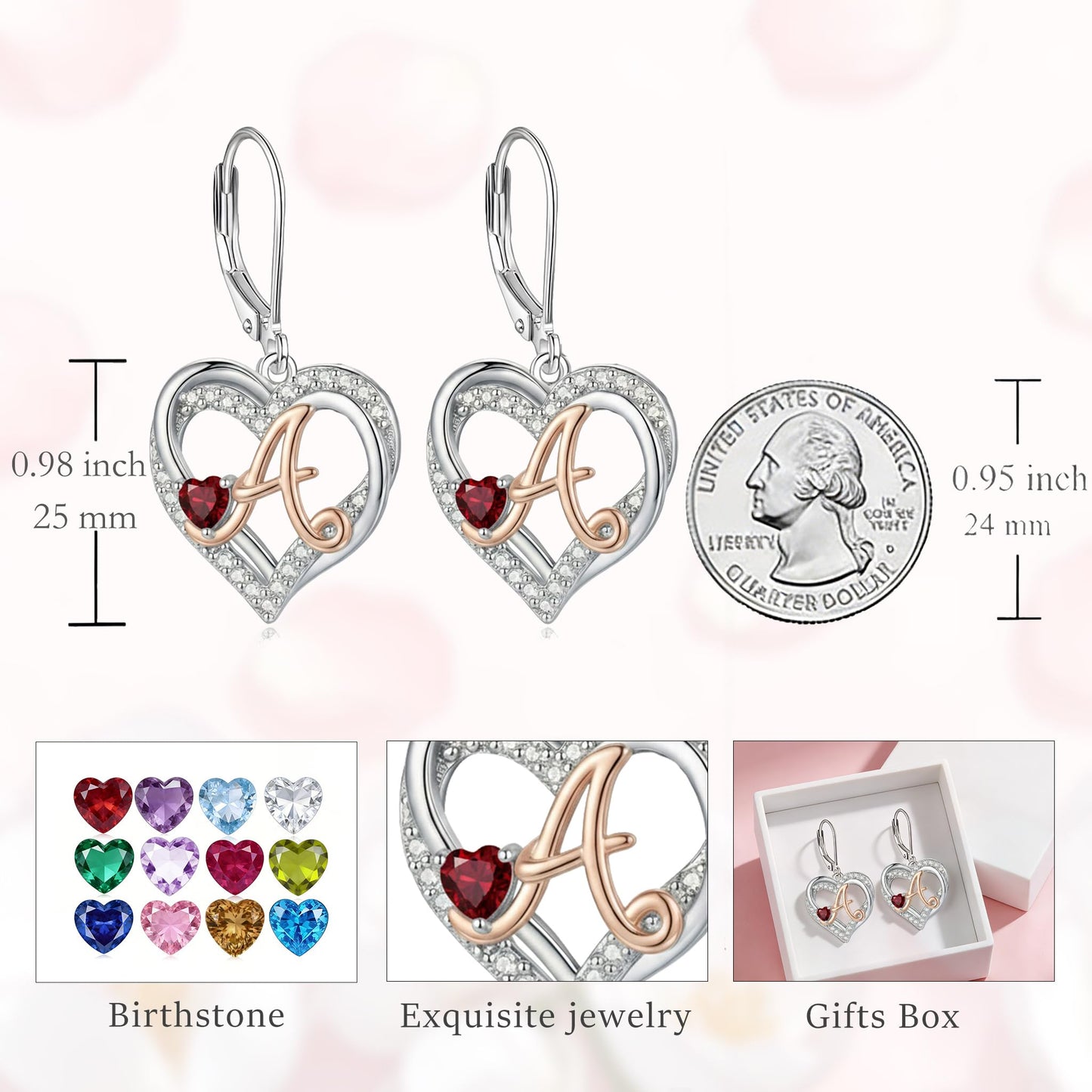 ZPMMPZ Initial Birthstone Earrings Intial Letter Dangle Drop Earrings Birthstone Jewelry Gifts for Women A & February
