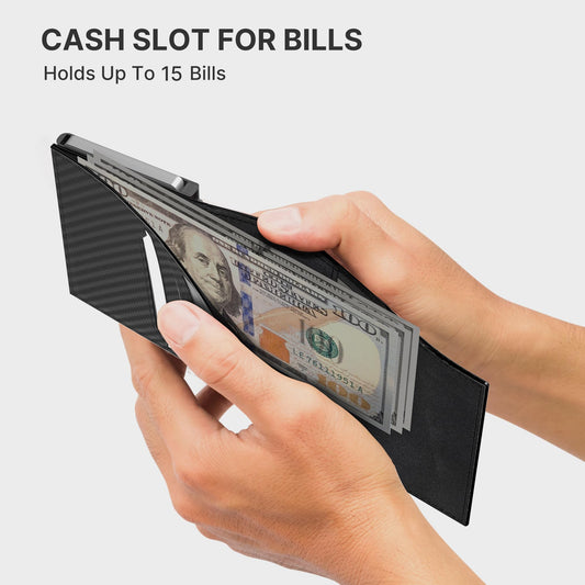 typecase AirTag Wallet for Men: Compatible with Apple AirTag (1st & 2nd Generation), RFID Blocking, Genuine Leather, Slim & Minimalist Design - 14 Card Capacity | ID Window | Cash Slot (Carbon Fiber)