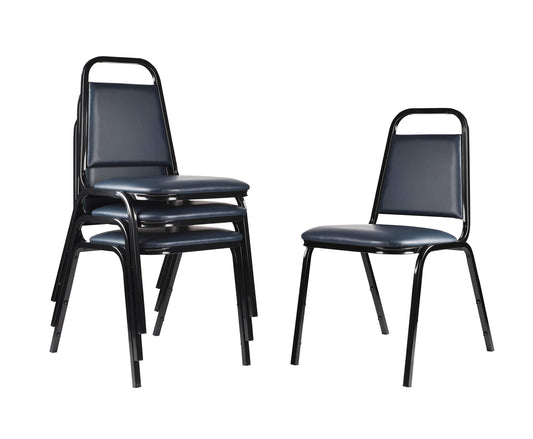 OEF Furnishings OEF9100 Series Banquet Chairs Premium Commercial Seating (4 Pack, Vinyl, Midnight Blue, Black Frame)