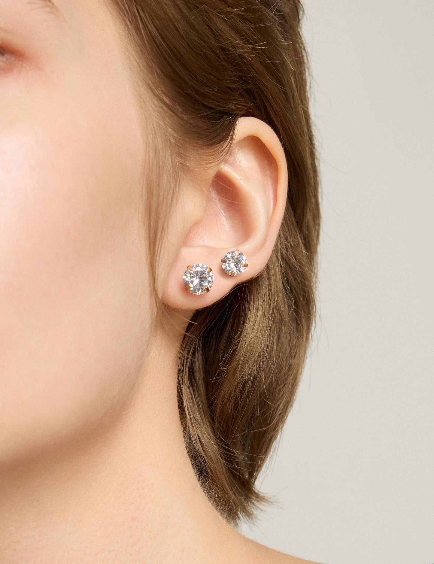 6 Pairs Stud Earrings Hypoallergenic Cubic Zirconia 316L Earrings Stainless Steel CZ Earrings Set 3-8mm (Rose gold)