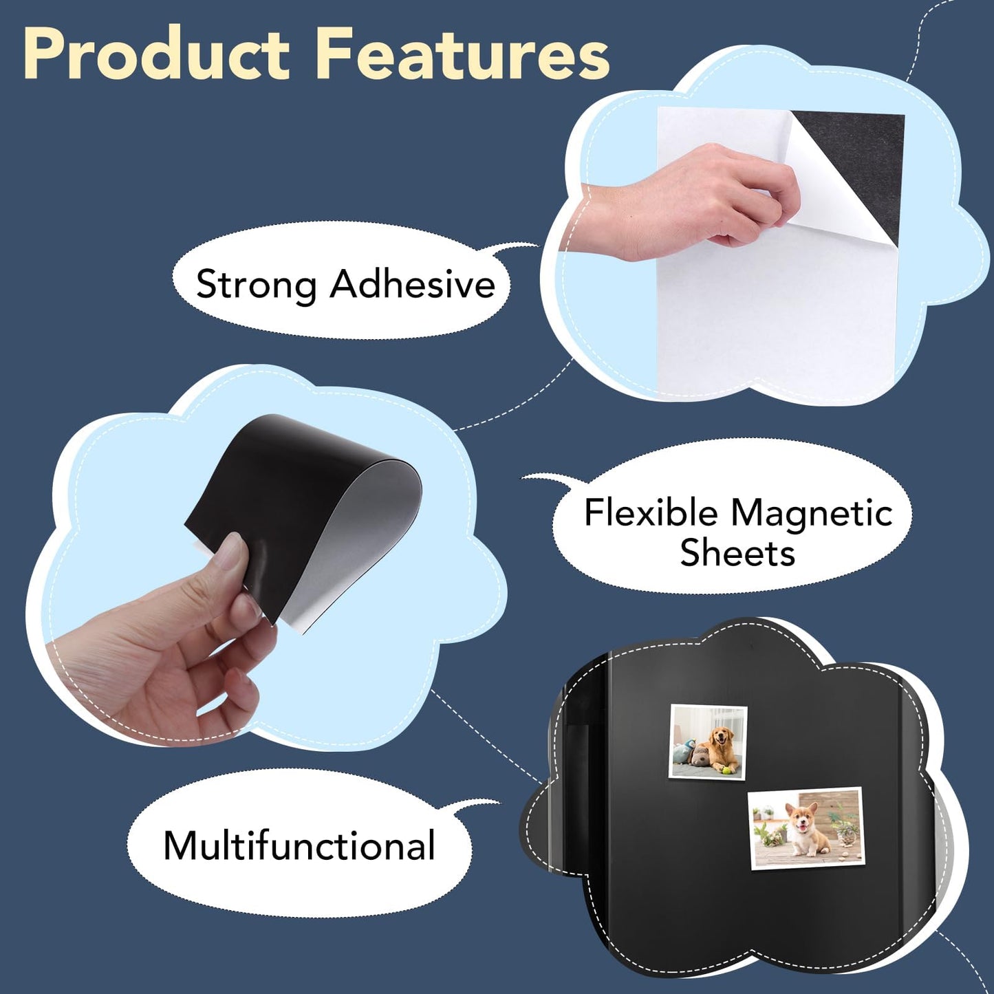 DIYMAG Adhesive Magnetic Sheets, |4" x 6"| 18 Packs, Flexible Magnet Sheets with Adhesive for Crafts, Photos and Die Storage, Easy Peel and Stick, Easy to Cut into Any Shape/Size (4" x 6"-18P)