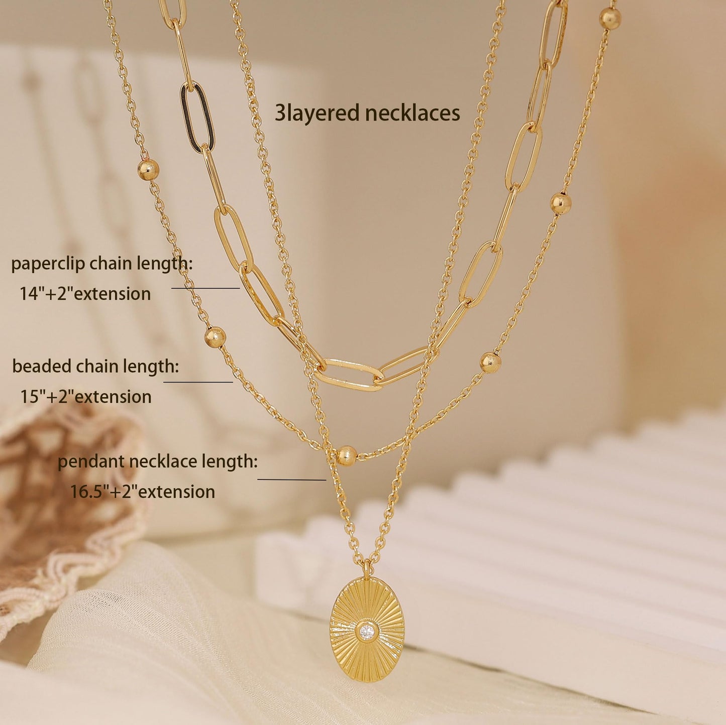 XIXINI Layered Gold Necklaces for Women, 14k Gold Plated Layering Paperclip Beaded Chain Necklace Set Dainty Gold Coin Pendant Necklace Stack Simple Gold Necklaces for Women Trendy Fashion Jewelry Set