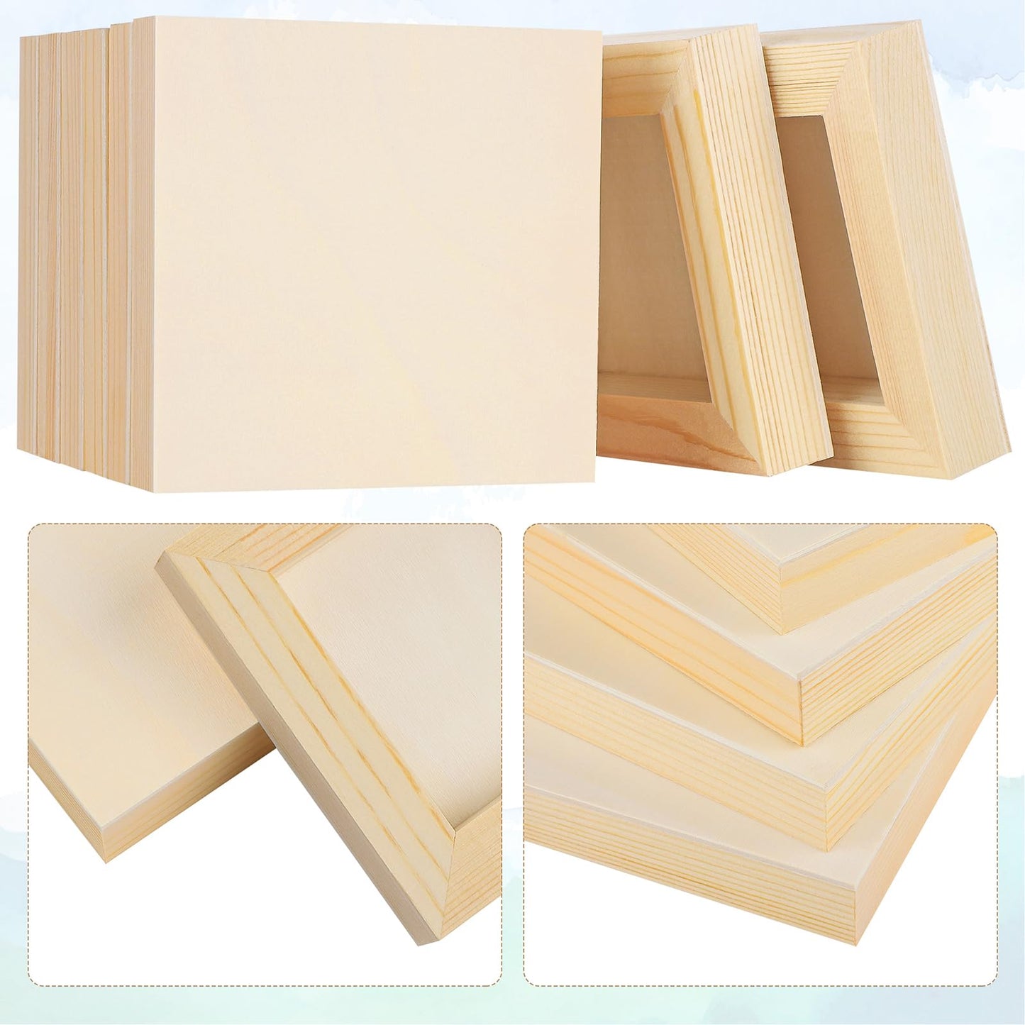 Aodaer 8 Pack Wood Panels 5 x 5 Inch Wooden Panels Canvas Unfinished Craft Wood Boards Panels for Art Crafts, Acrylic and Oil Painting, Pouring, DIY Projects