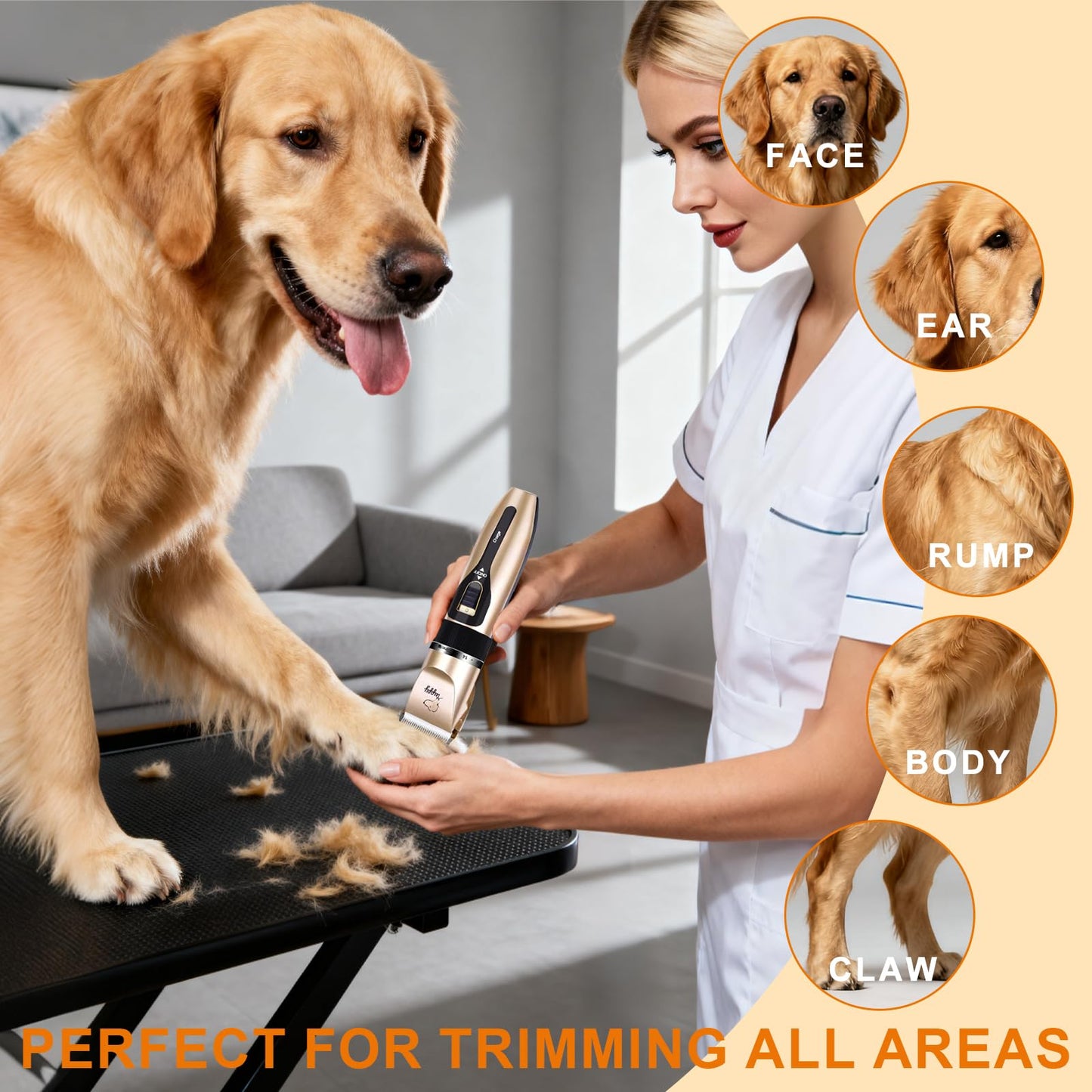 HappyYILIDA Dog Clippers for Grooming, Low Noise, Electric Quiet, Adjustable Clipper Comb for Dog Grooming Kit, cat Supplies Pet Hair Clippers Grooming kit for Dogs at Home