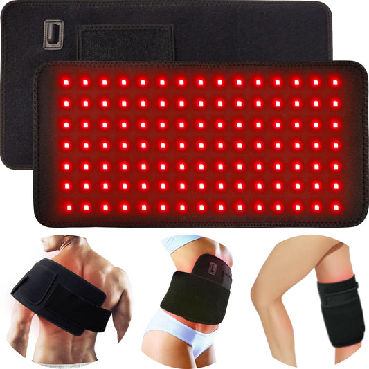 Red Light Therapy Pad for Body Back Knee Shoulder Hands Feet Portable 660nm 850nm Home Use 3 Chips in 1 Infrared Light Heating Wrap Belt Gift for Women Men (Corded)