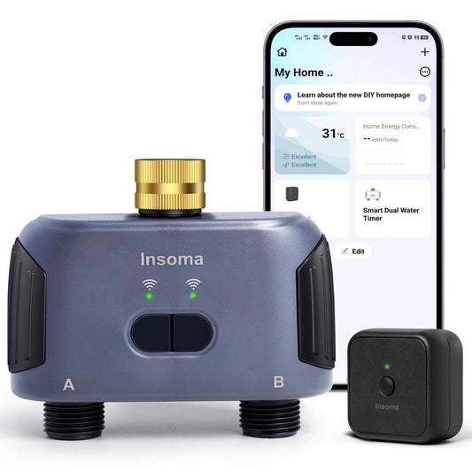 WiFi Water Timer for Garden Hose with Brass Inlet,Smart Hose Timer with WiFi Hub, APP & Voice Control,Up to 20 Watering Plans, 2-Zone Sprinkler Drip Irrigation System Controller for Yard Lawn Watering
