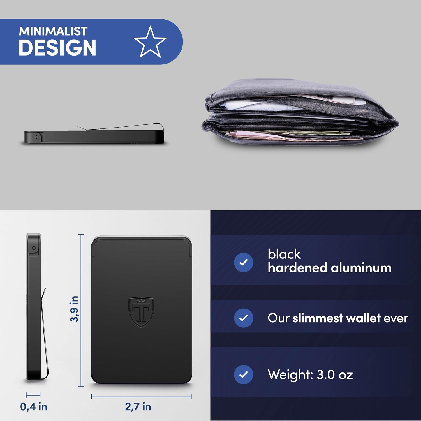 TRAVANDO SLYDE Aluminum Card Holder - RFID Blocking Slim Wallet for Men with Money Clip – Holds Up to 6 Cards – RFID Protected Credit Card Mens Wallet (5-6 Cards)