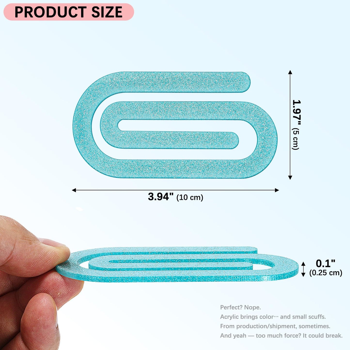 12 Pcs Jumbo Acrylic Paper Clips, 4"x2" Large Plastic Paper Clips, Bright Colors, Classroom & Office Supplies, Back to School Gifts for Teachers & Students, Desk Org & DIY Charms & Accents & Bookmarks