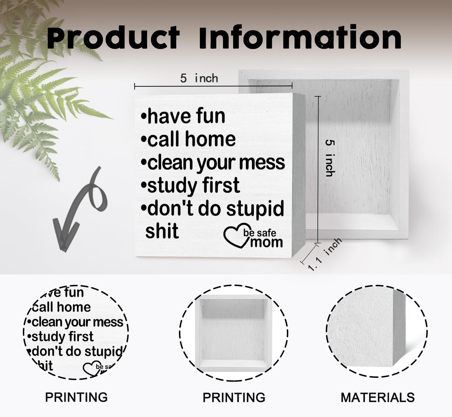 Nitelat Call Your Mom Signs - Dorm Decor for College Girls Guys, College Dorm Essentials for Guys, High School Graduation Gifts, Have Fun Call Home Clean Your Mess Study First Don't Do Stupid Shit
