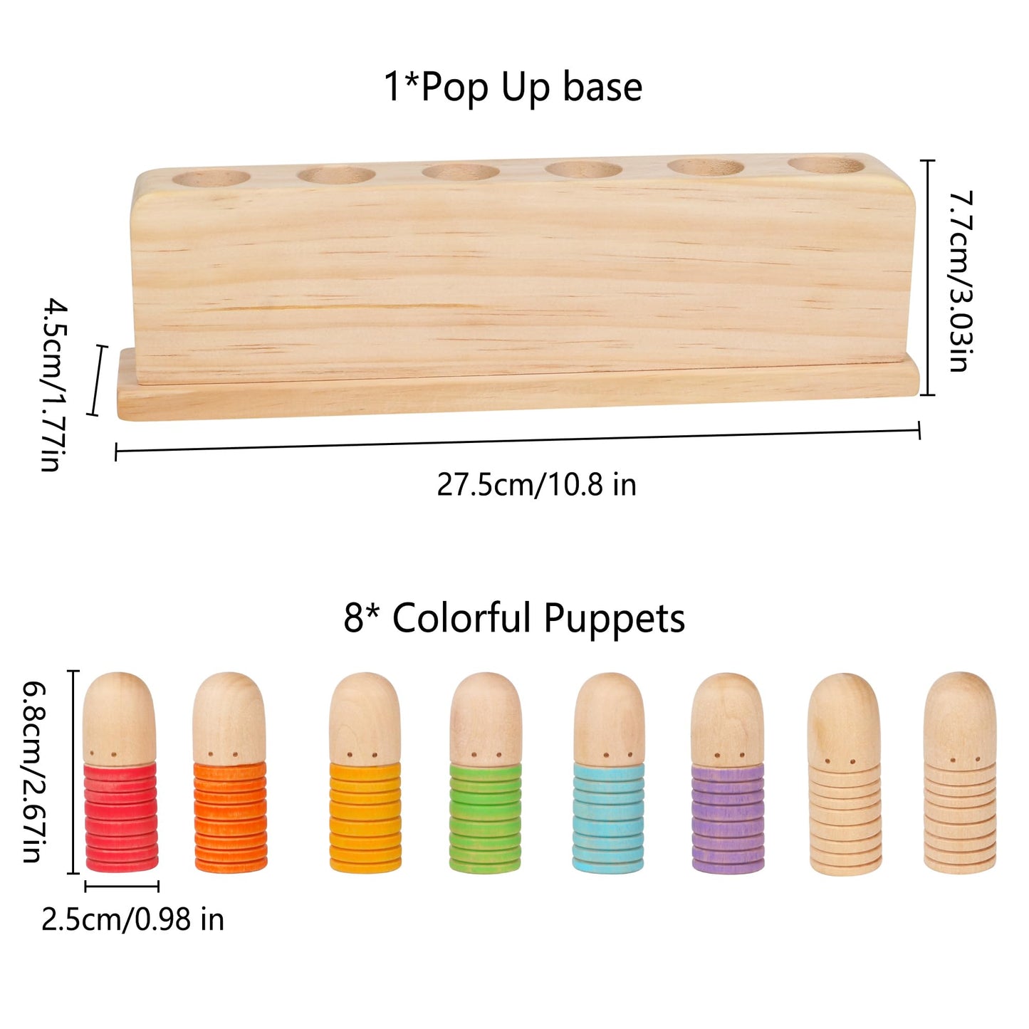 Totatatree Wooden Pop Up Puppets|Wooden Cause and Effect Toys for Boys & Girls, Montessori Color Matching Toys,Special Festival Gift for Kids 2 3 4