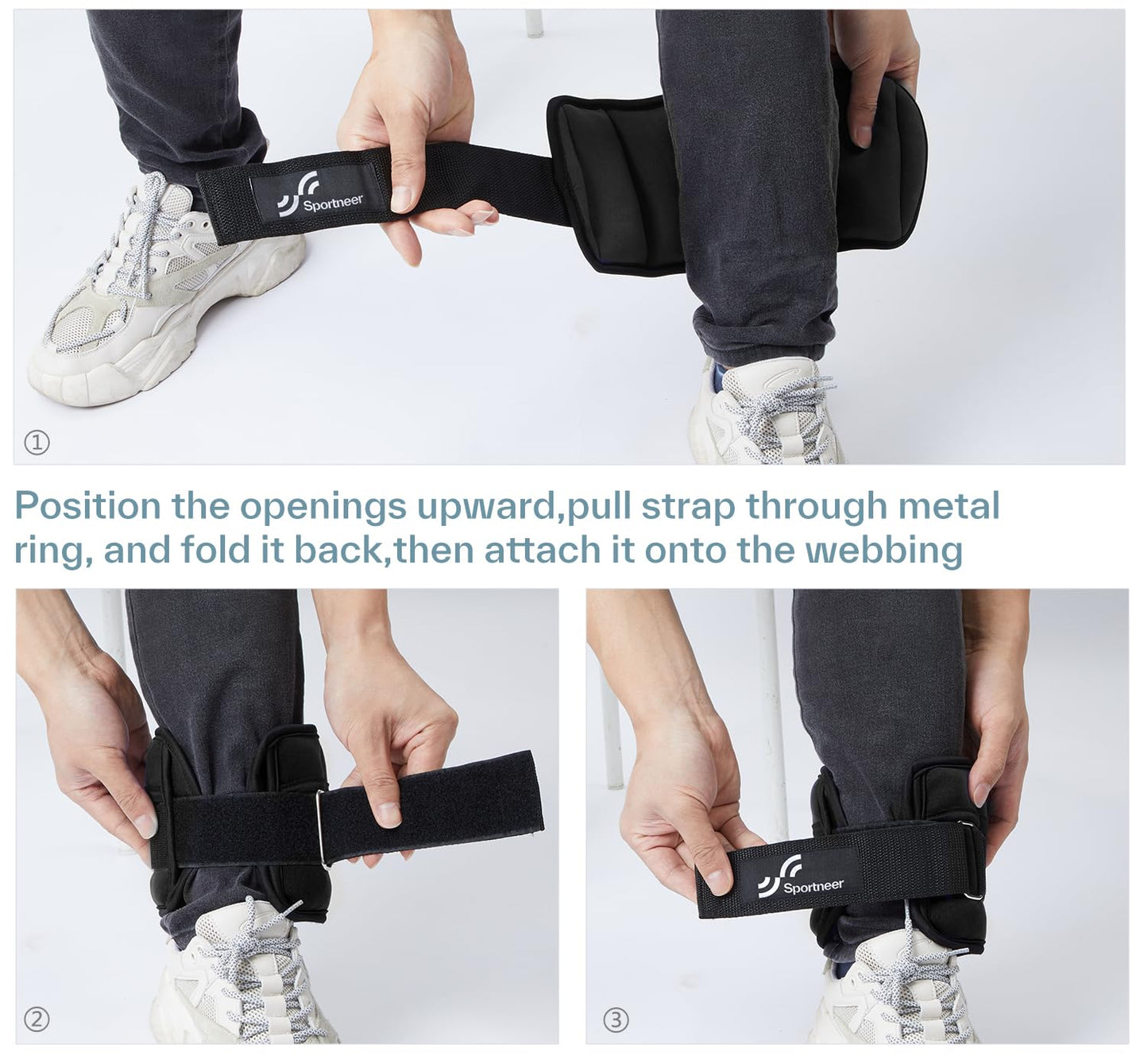 Sportneer Adjustable Ankle Wrist Weights for Men Women Kids, Adjustable Leg & Cuff Weight Straps for Fitness, Walking, Running, Aerobics, Yoga, Gym | 2 lbs for Each Ankle, 1 Pair total weight 4 lbs