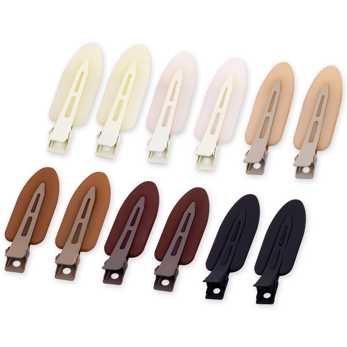 Cptots No Crease Creaseless No Bend Hair Clips For Styling Non Slip Flat Clips For Makeup Hair Accessories For Women,Black Brown Beige,12 PCS