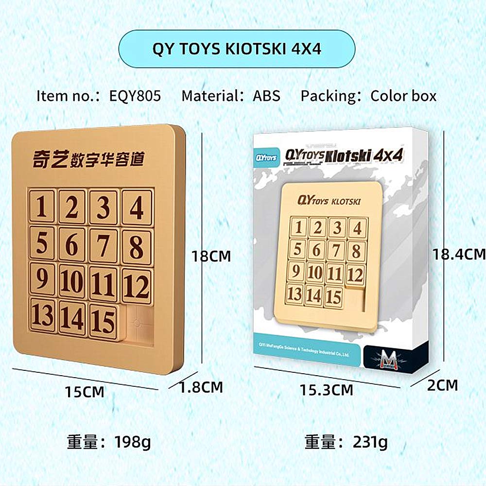 LiangCuber QY Toys Klotski Puzzle ABS Puzzle Magnetic Sliding Block Fun Digital Puzzles Toys for Kids, Prefect Gift for Boys Girls (4x4 Klotski 15-Digit)