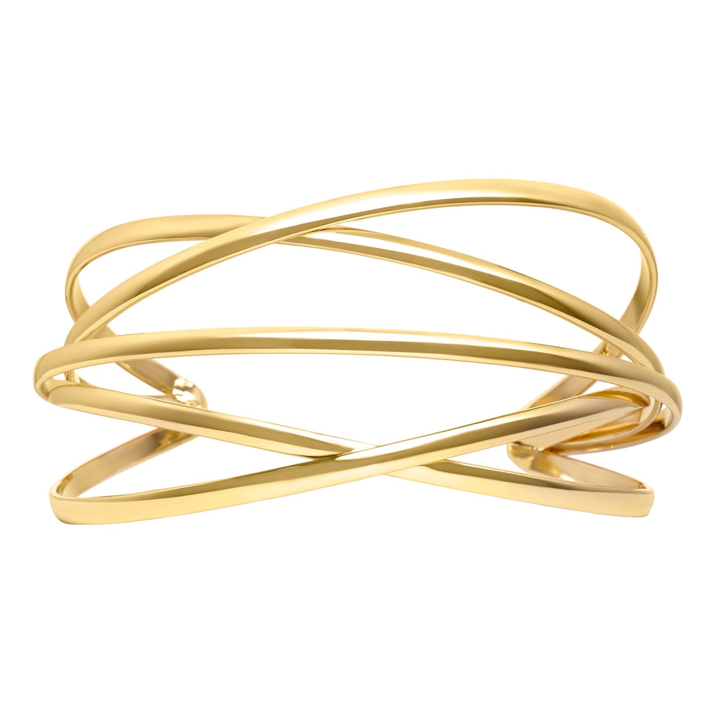 SELFWIMG Gold Bangle Bracelets for Women 18K Gold Plated Chunky Cuff Bracelets Fashion Multi-layer Cross Wire Cuff Bangle Bracelet Open Wrist Trendy Jewelry Gifts