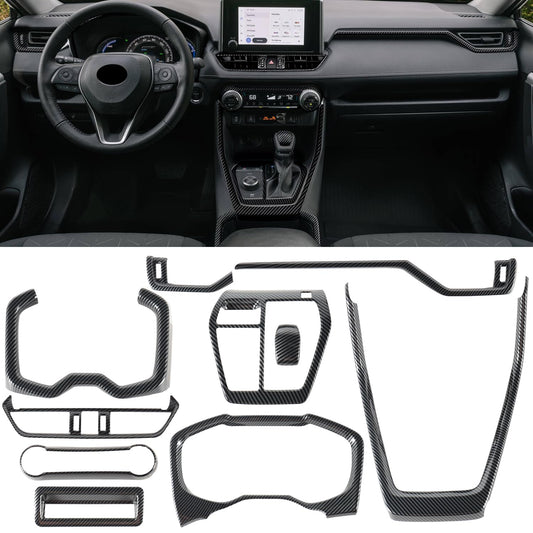 Tempsnow Interior Trim for Toyota RAV4 2019-2025 Carbon Fiber Gear Shift Panel Cover Kit
