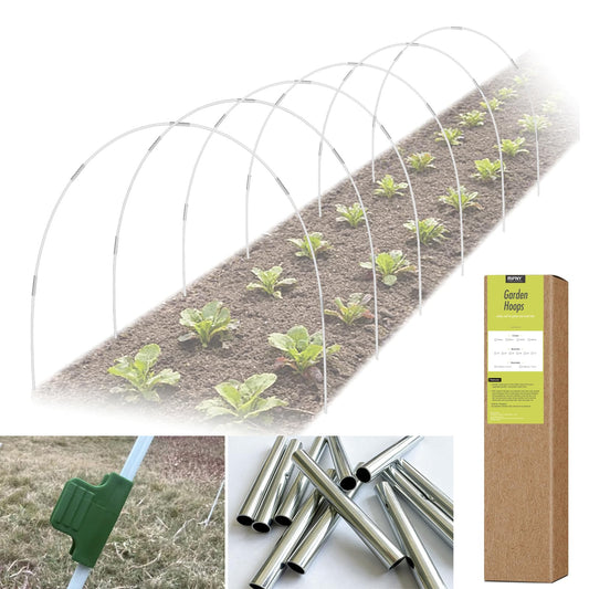 36 PCS Garden Hoops for Raised Beds, RIFNY Greenhouse Hoops Kit Long Grow Tunnel for Row Cover, Rust-Free Fiberglass Garden Support Poles for Insect Mesh Netting Freeze Plant Cover Frame