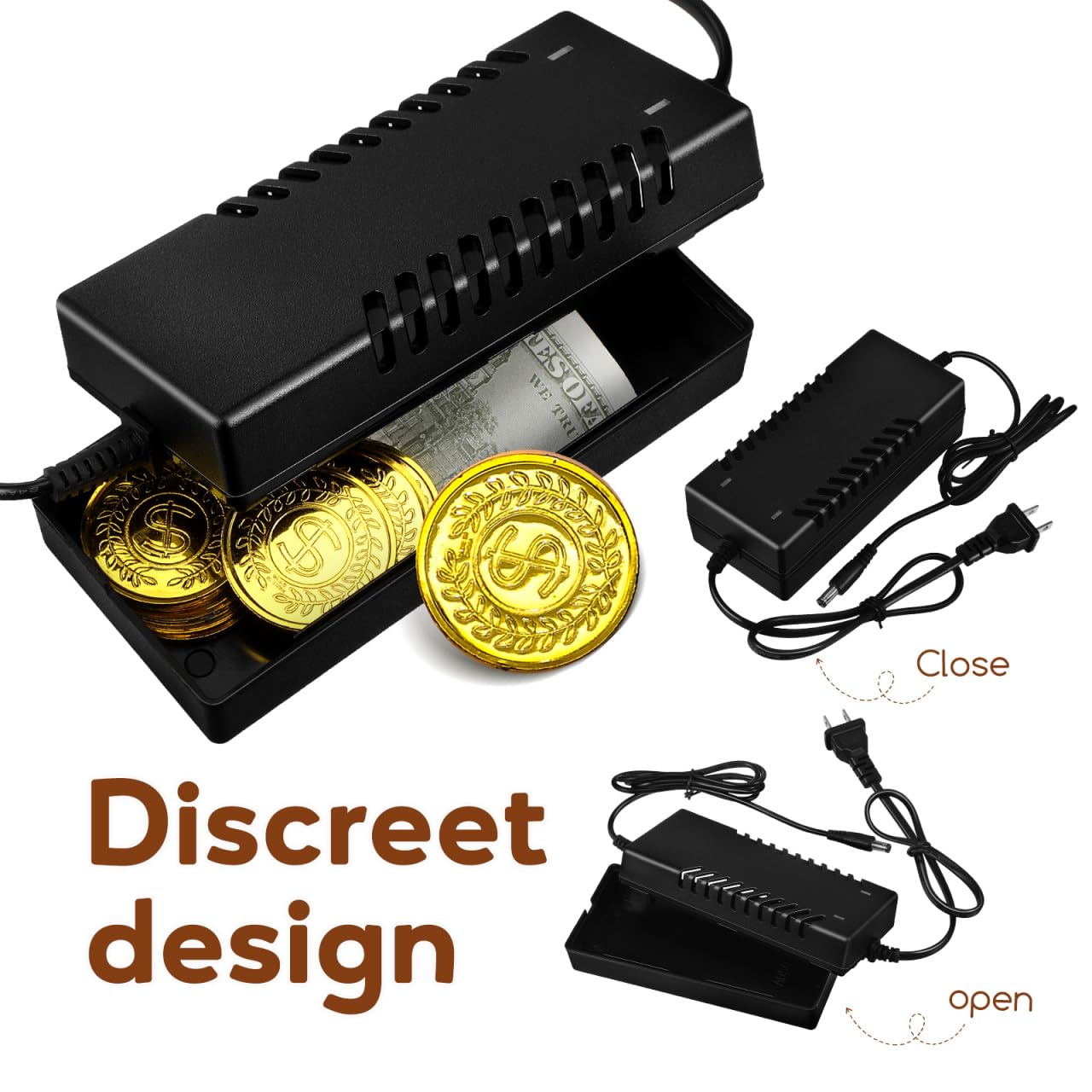 Housoutil Hidden Storage Box, Fake Charger Plug Secret Container, Hidden Safe Box, Secret Compartment for Cash Jewelry Valuables Medicine Keys