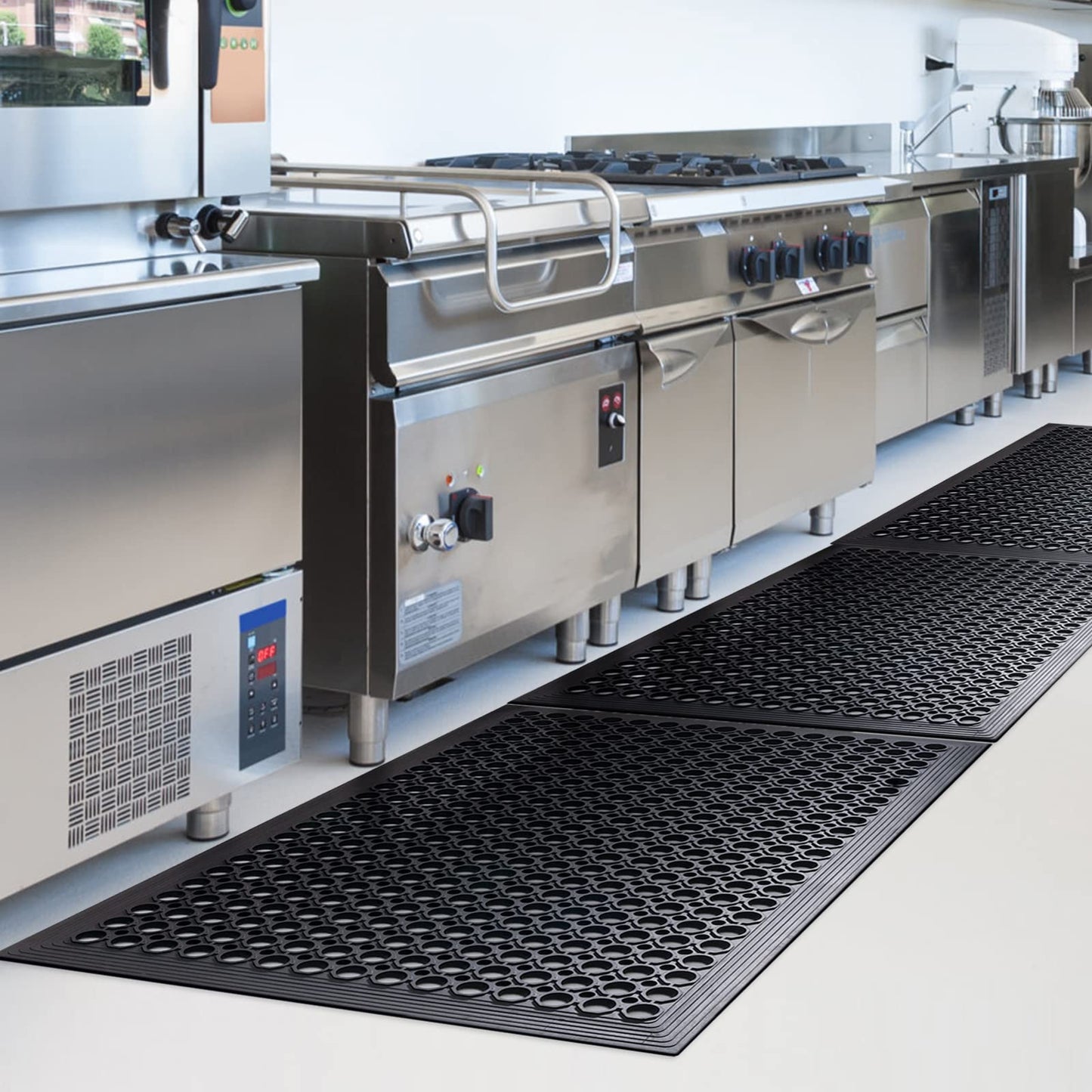 Outdoor Rubber Floor Mats Anti Fatigue Restaurant Kitchen Rubber Drainage Mat Durable No Slip Bar Floor Mats Used for Indoor Outside Wet Area 24" x 36" Black