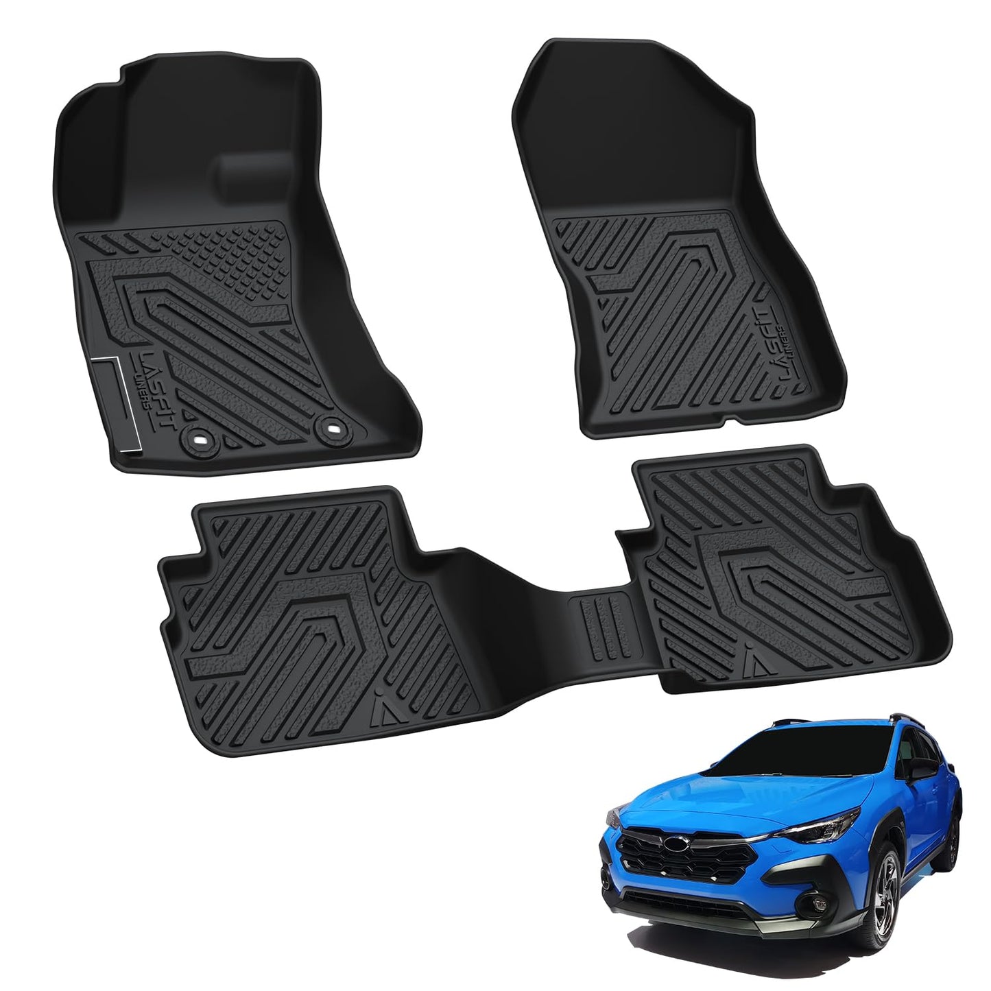 LASFIT Floor Mats Fits for Subaru Crosstrek 2023-2018 & Impreza 2023-2017, All Weather TPE Custom Fit Easy Clean Durable Car Accessories for Crosstrek & Impreza Base/Limited/Premium/Sport Floor Liners
