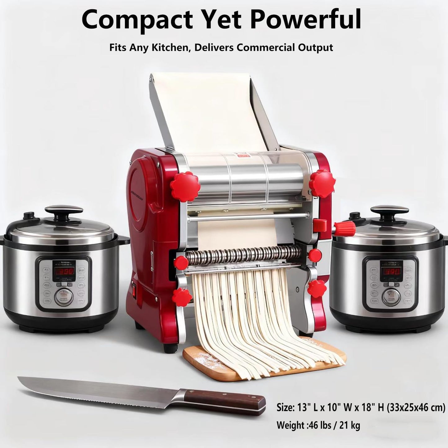 XINGYUEXUAN Electric Pasta Making Machine Commercial Noodle Spaghetti Maker Dough Roller with 2mm/6mm Cutter
