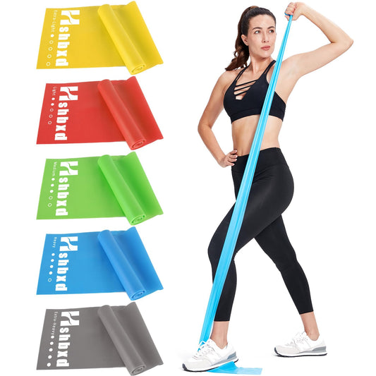 Resistance Bands for Physical Therapy, Working Out Bands, Latex Free Elastic and Exercise Bands Set for Stretching, Suitable for Rehab, Yoga, Pilates, Gym, Home Exercise (Five Colors)
