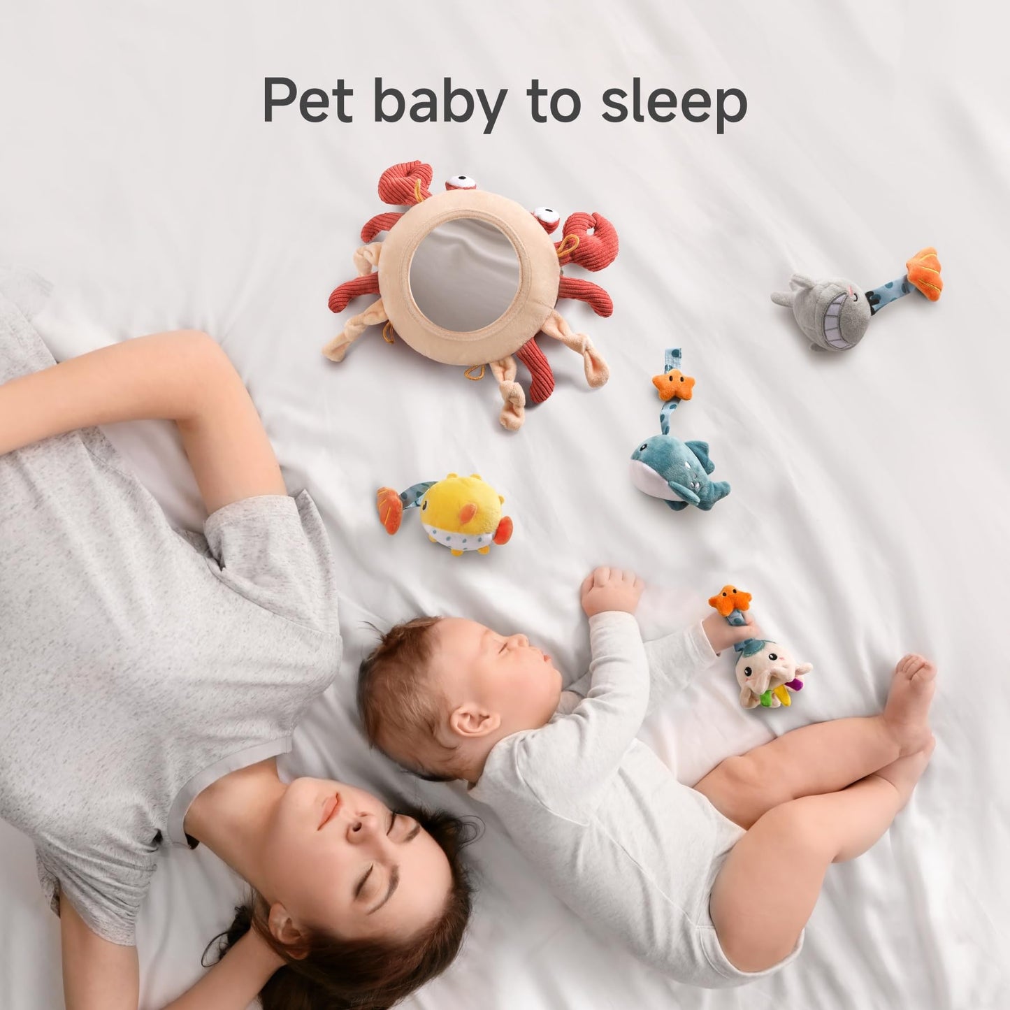 TUMAMA Baby Toys for 0 3 6 9 to 12 Months, Activity Plush Animal Stroller and Hanging Toy for Baby Car Seat Crib Travel, Sensory Learning Toy