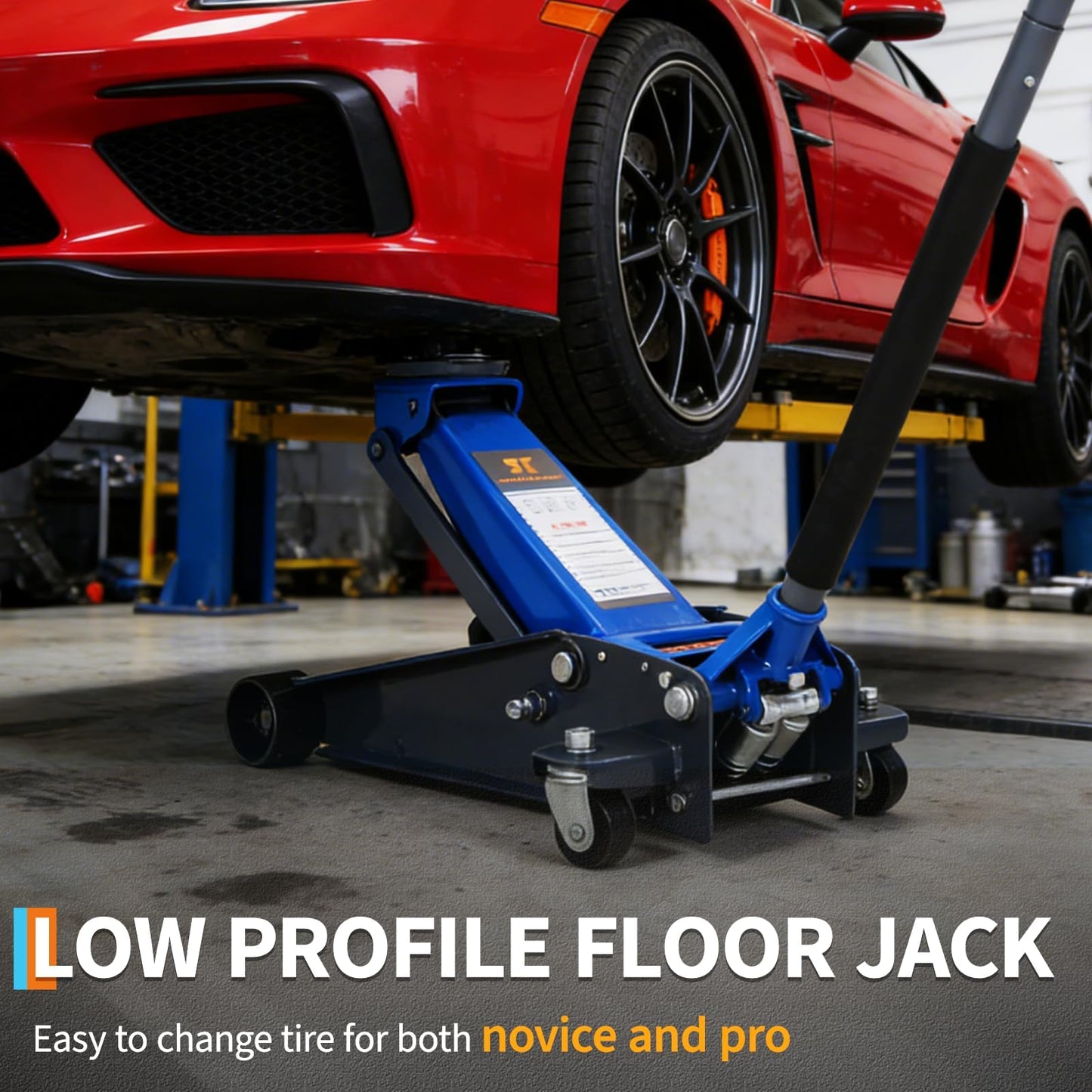 3 Ton Low Profile Hydraulic Racing Floor Jack with Dual Piston Quick Lift Pump - Heavy Duty Steel Floor Jack with Lifting Range 5 to 13.39 Inch for Car SUV Truck