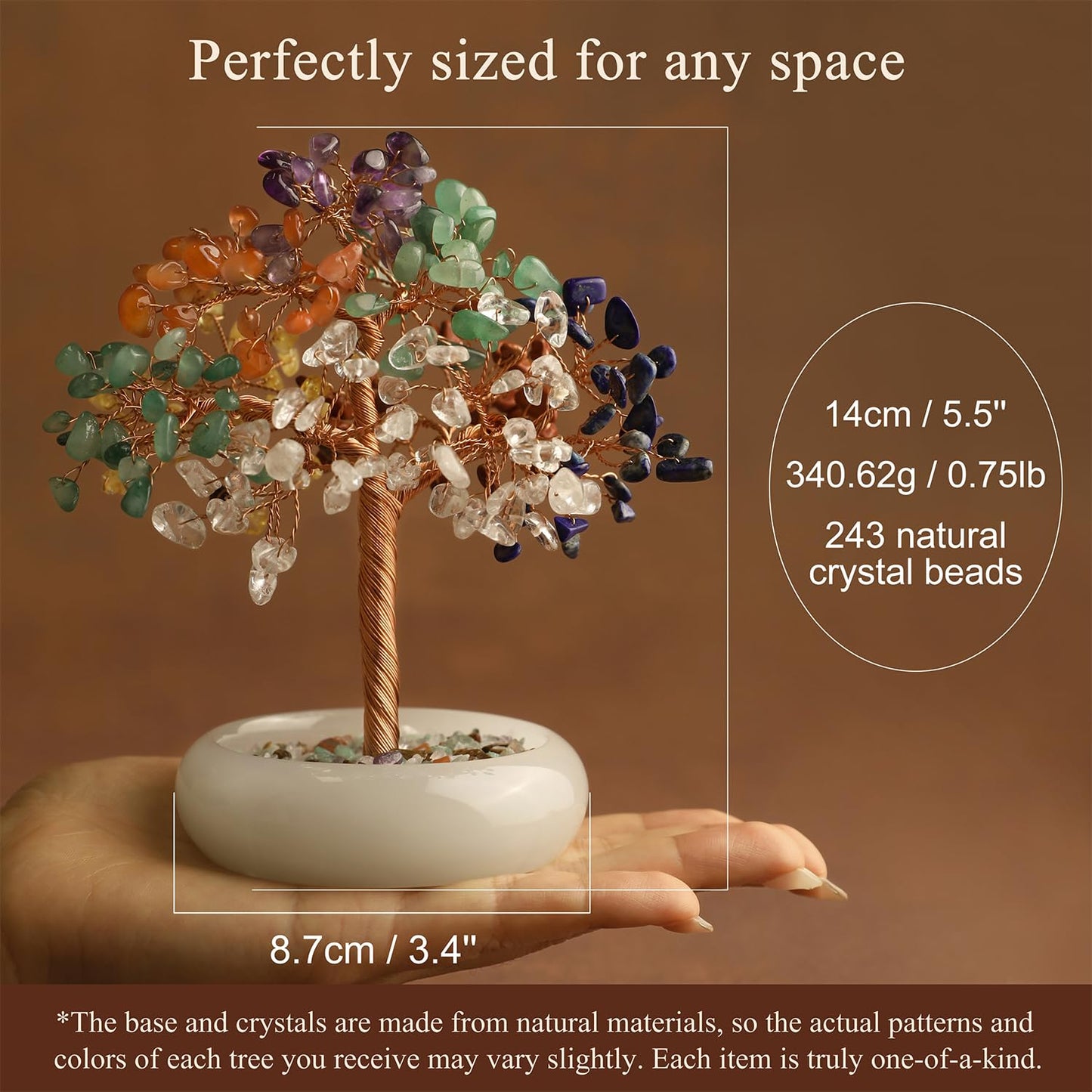 MAGIC AND MIRACLES Rose Quartz Crystal Trees of Life for Home Office Desk Deco, Bonsai Tree, Chakra Healing Crystals Stones for Money Good Luck Pink Stone Crystals Birthday Gifts for Women