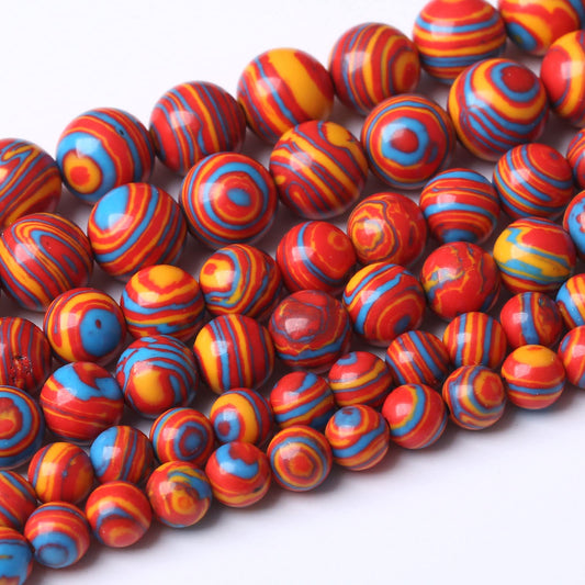 45PCS 8MM Beads Red Malachite Beads Round Loose Beads Natural Gem Beads for Jewelry Making 15"