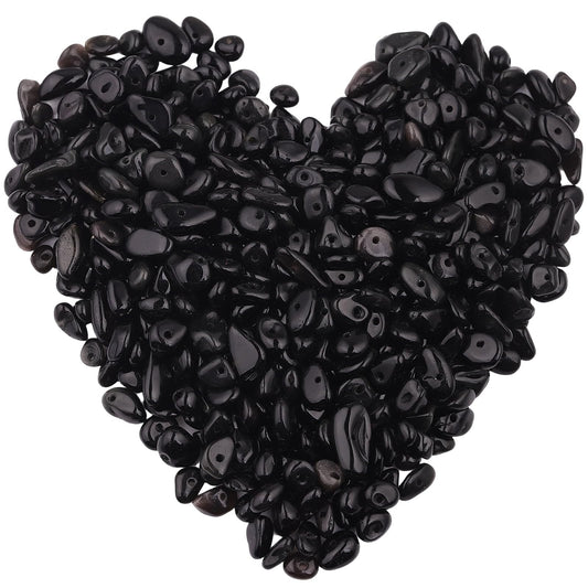 400pcs Natural Chip Stone Beads for Jewelry Making Obsidian 5-8mm Irregular Gemstones Healing Crystal Loose Rocks Bead Hole Drilled for Ring Earrings Necklace Bracelet Making DIY Art Crafts