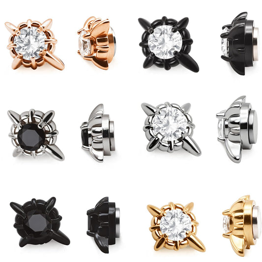 6 Pairs Magnetic Stud Earrings for Men 6MM Stainless Steel Clip on Magnet Earring Inlaid Cubic Zirconia,Non Piercing CZ Magnet Studs Diamond Earrings for Women Men