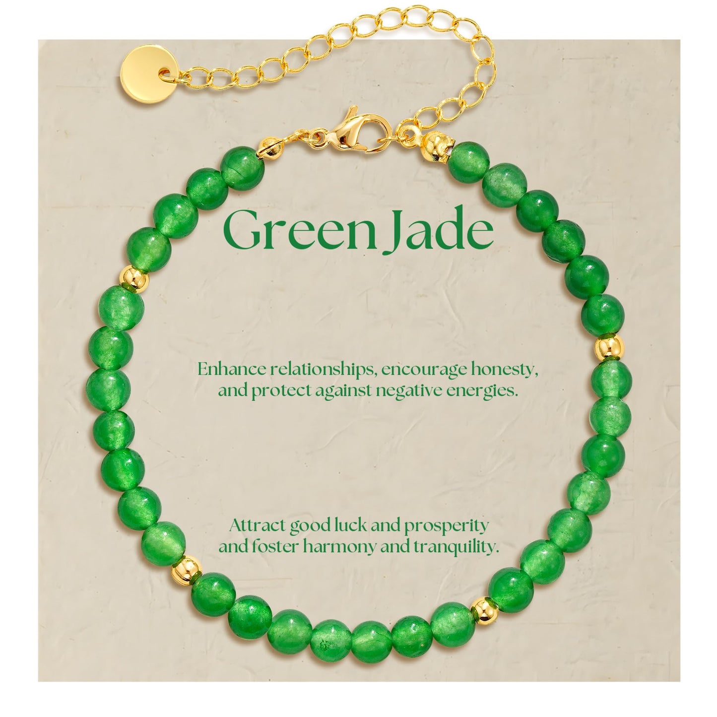 Treasure Bender Protection Beaded Bracelet for Women Men, Natural Crystals and Healing Stones Adjustable Green Jade Bracelet Jewelry Gifts for Women Men (Green Jade)