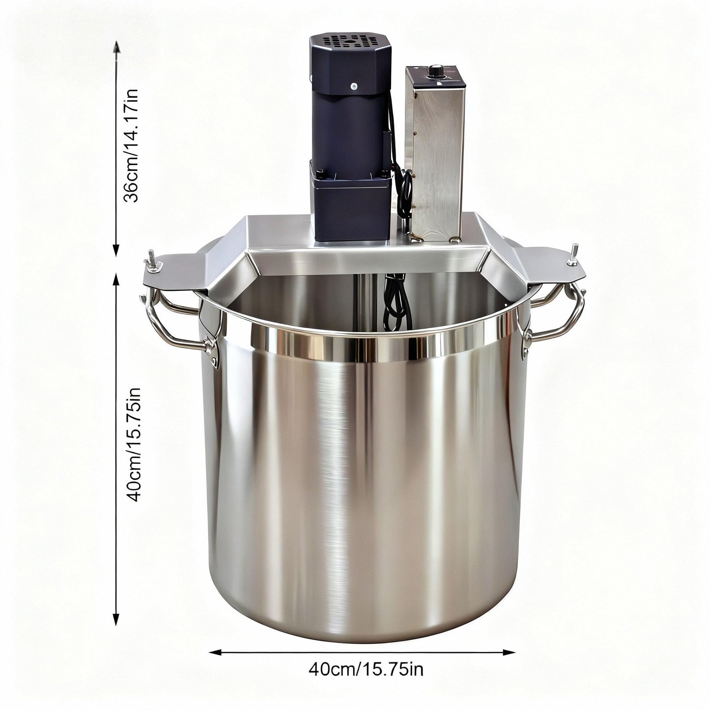 40L/10.5 Gal Automatic Food Mixer 110V 180W Stainless Steel Electric Mixer For Cooking Agitator Chocolate Paste Heat Mixing Machine Food Mixer Pot Seasoning Bottom Soup Sauce Stirrer
