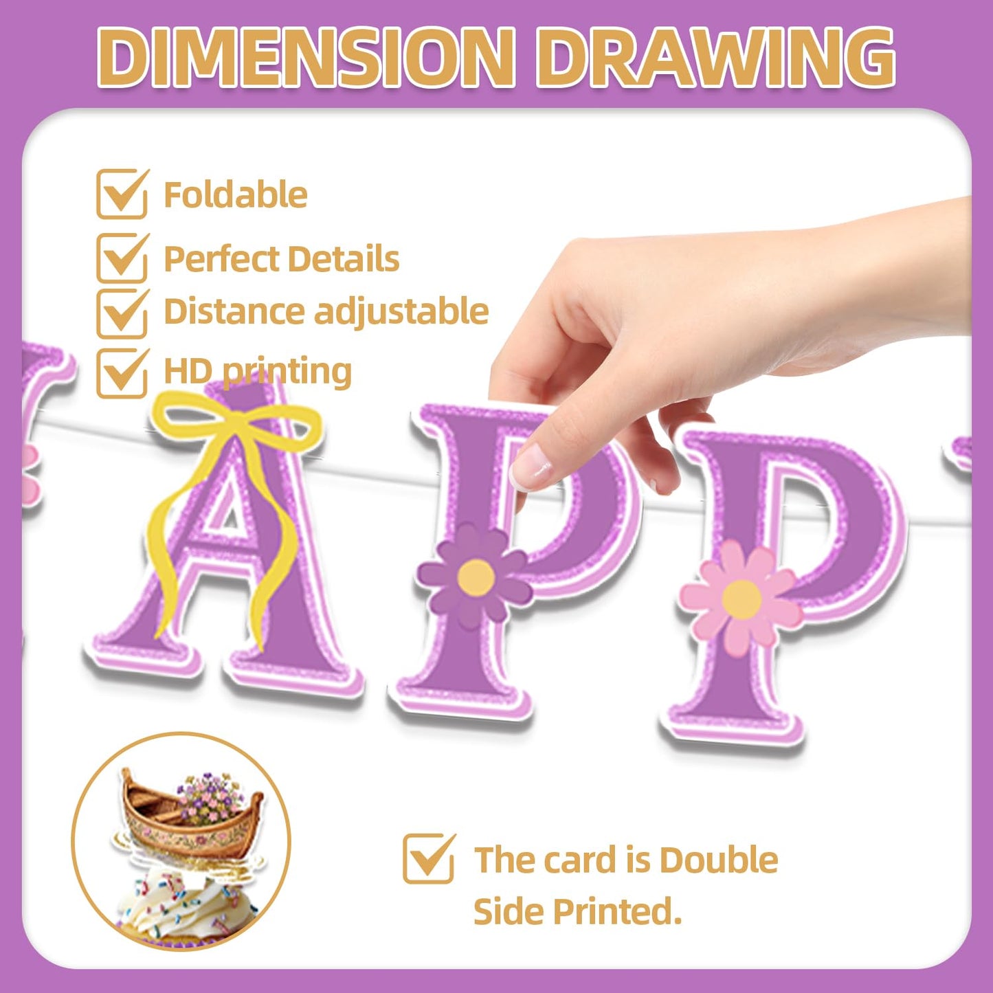 42pcs Purple Castle Birthday Party Decorations Includes Cake Toppers,Cupcake Toppers, Banner, Backdrop, Balloons - Princess Theme Party Supplies Set for Baby Shower