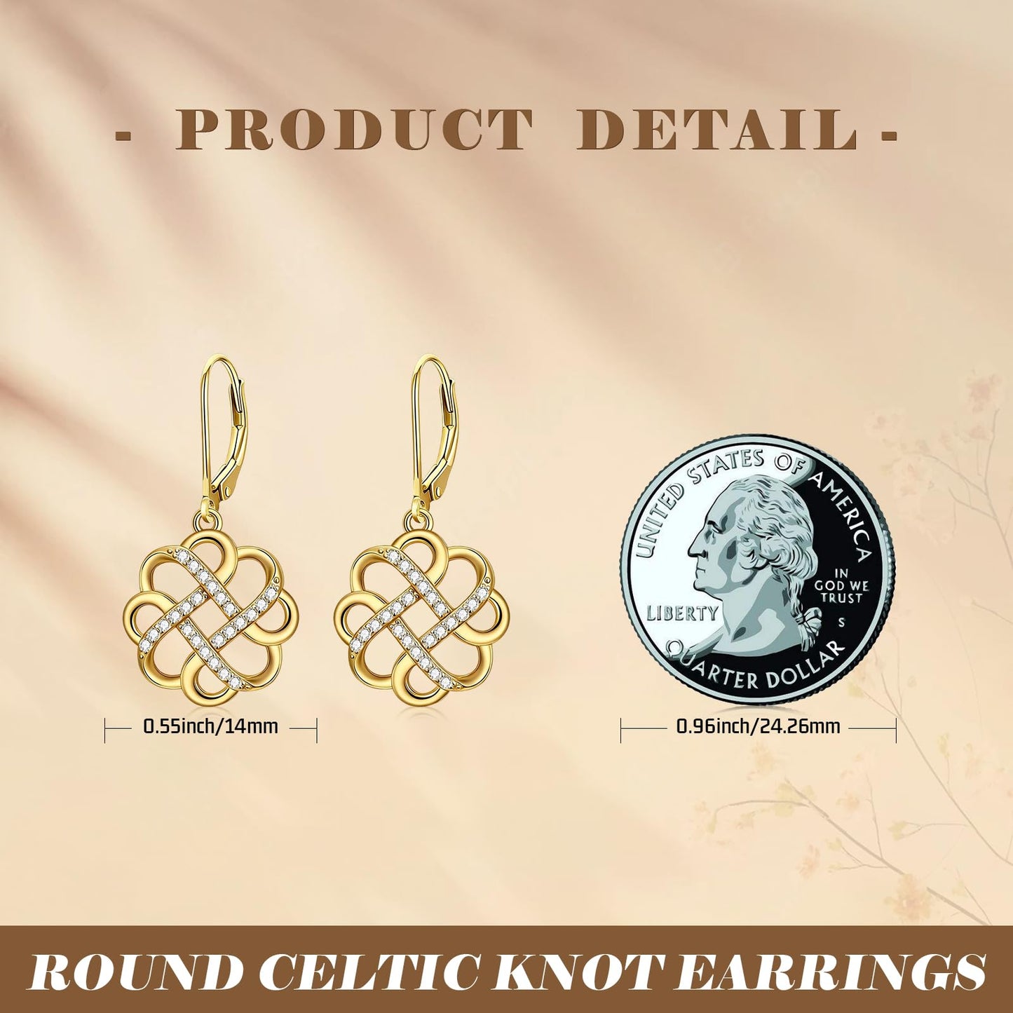 XPYPZP Celtic Knot Earrings Irish Gift for Women 14K Gold Love Celtic Dangle Drop Leverback Earrings Elegant Irish Jewelry Mothers Day Gifts for Mom Wife Girlfriend Her