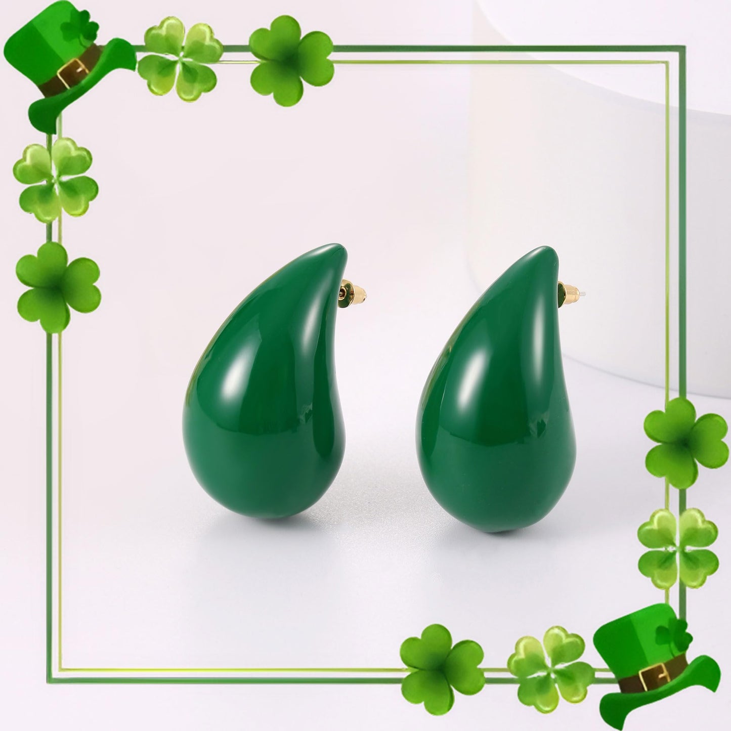 Gacimy Green Teardrop Earrings Dupes for Women, Chunky Drop Earrings for Women with 925 Sterling Silver Post, 1.7Inches Green