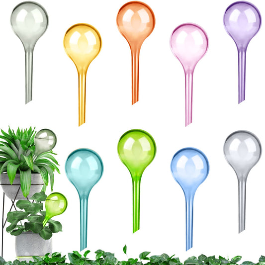 Droutti 9Pcs Plant Watering Globes 13×5 cm, Colored Self Watering Globes Automatic Watering Bulbs Plastic Plant Water Globes Drip Irrigation Device for Indoor Outdoor Plants