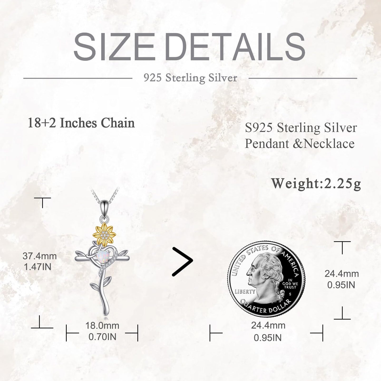 POPLYKE Cross Necklace for Women Sunflower Cross Necklace 925 Sterling Silver Opal Pendant Religious Jewelry Sunflower Gift for Her